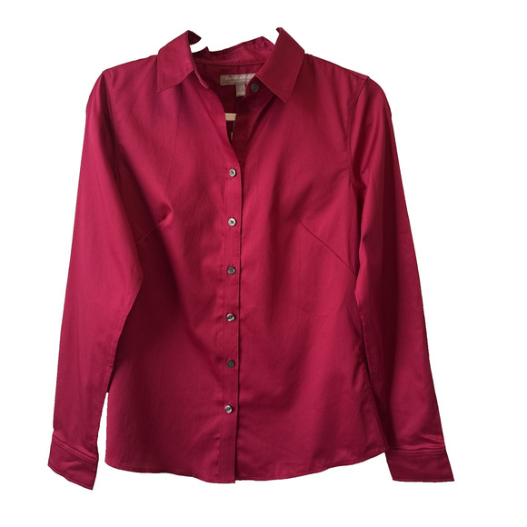 Banana Republic NWT Womens 6 Non Iron Fitted Long Sleeve Button Up Shirt Fuchsia - Picture 1 of 12